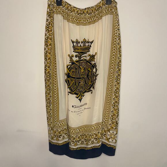 Vintage Anne Pinkerton Silk Skirt Gold French Royal Crest Size Small Medium - Picture 2 of 16